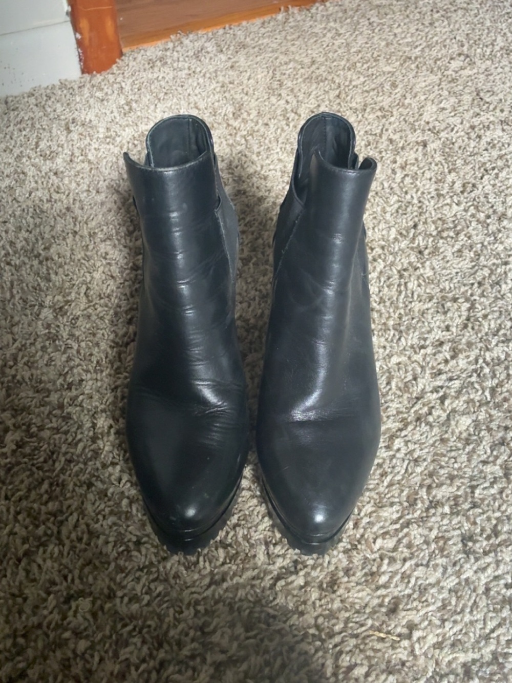 All Saints Black Leather Pointed Ankle Booties